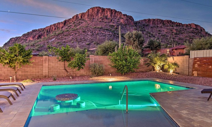 Phoenix House | Luxe Phoenix Home: Desert Butte View & Heated Pool