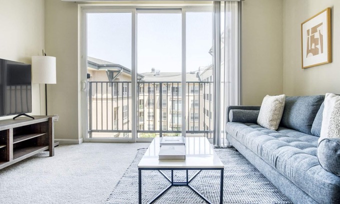 San Bruno Apartment | Luxe San Bruno 2BR w/Pool, Gym, W/D, near trains + shops, by Blueground