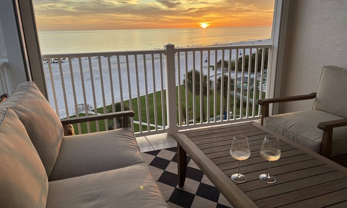 Sunset Reef Condo | Luxurious Beachfront Boutique style corner unit Condo with Private Balcony!