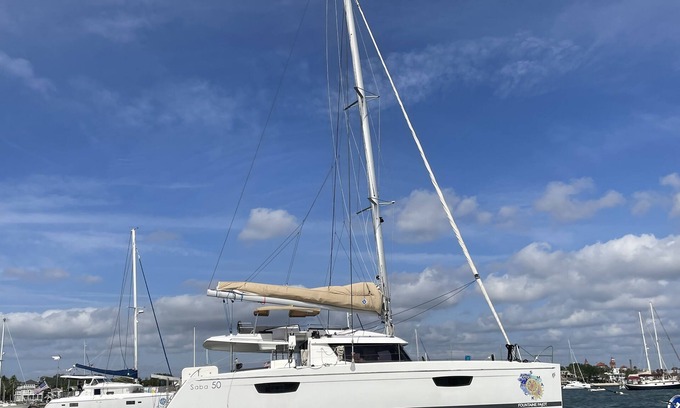 Lubbers Quarters Cay Boat Rental | Luxurious Foutaine Pajot Saba 50 Catamaran. Six cabin, six bathroom layout.