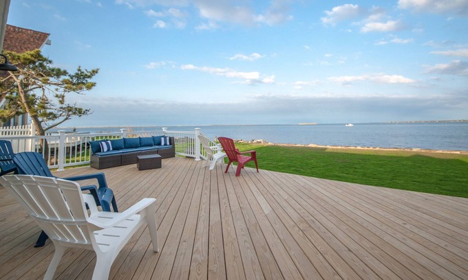 Shirley House | Luxurious Waterfront all Season Home with Private Beach. Awesome sunsets!