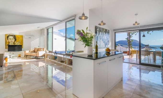 Kalkan Apartment | Luxury 3 Bed Duplex Penthouse with Sea View & Private Pool - 5 mins Walk to Town