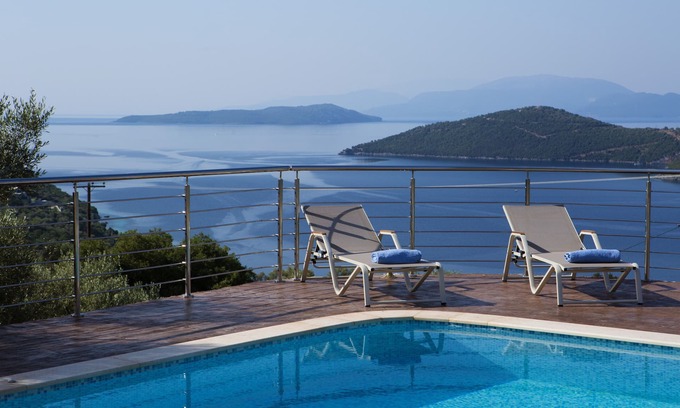 Mikros Gialos Villa | Luxury 6 bedroom villa with stunning view of Ionian sea in Mikros Gialos