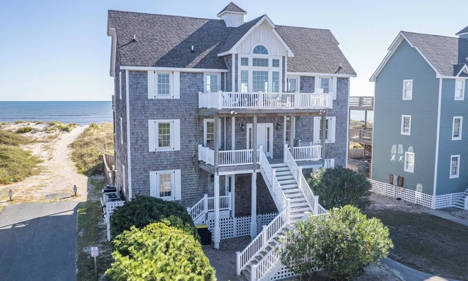 Frisco House | Luxury 8 bed Oceanfront Home with Heated Pool, Hot Tub & Game Room!