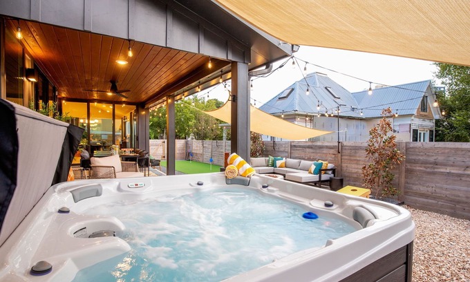 Swede Hill House | Luxury Central Austin, Hot Tub & Firepit, Minigolf, Private Fenced Yard