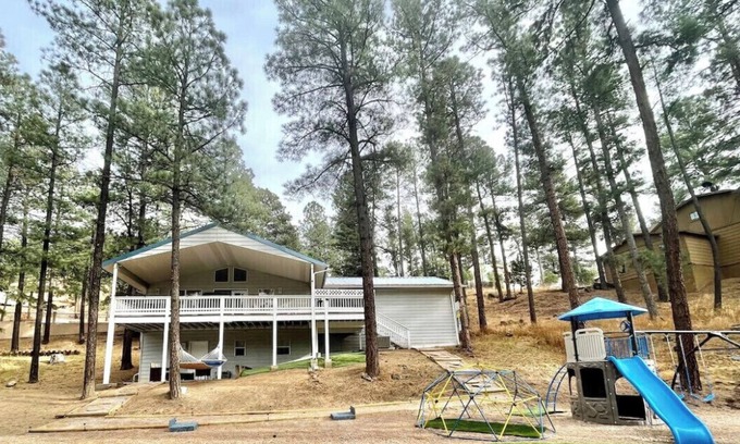 Ruidoso Cabin | Luxury Elk palace with hot tube and pool table and playground for kids