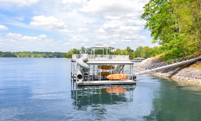 Winchester House | Luxury Estate Center of Tims Ford Lake with Unbeatable Lakefront Views, Dock