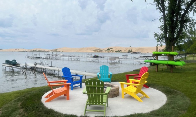 Silver Lake Cottage | Luxury Lakefront Family Retreat: Swimming, Kayaks, Bikes, Game Room, Hot Tub!