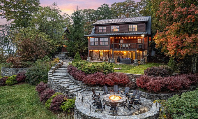 Banner Elk Cabin | Luxury Lodge w/Unmatched Long Range Views, Hot Tub, Game Rm, Fire Pit