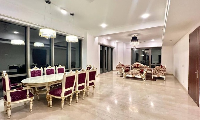 Chhatarpur Apartment | luxury master bedroom with bathtub n private entry