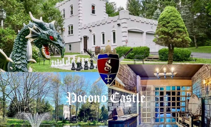 East Stroudsburg Other | Luxury POCONO CASTLE w/ESCAPE ROOM, Private Pond, Boats, Sauna & Hot Tub