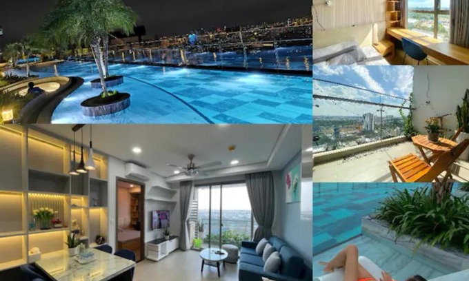 District 7 Apartment | Luxury River Panorama View for 5 - Rooftop Infinity Pool + Sauna Near Q1 + SECC