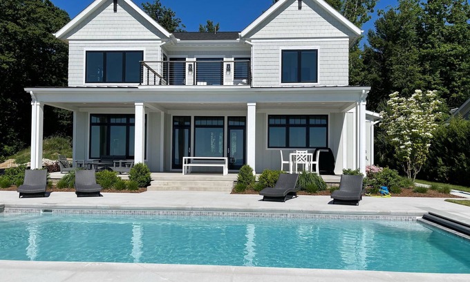 South Haven House | Luxury South Haven Retreat: Private Beach, Heated Pool, Peloton, Pool Table