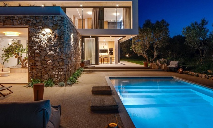 Gornje Selo Villa | Luxury Villa Authentic heated pool 56m2 sea view sauna jacuzzi bbq family