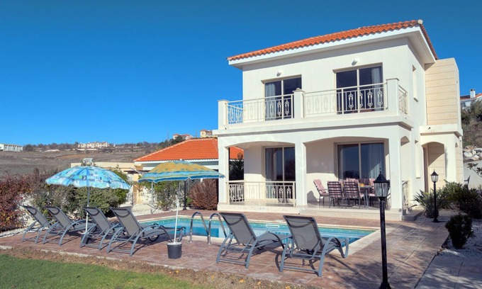 Kathikas House | Luxury villa on mountainside with sea views and private pool.