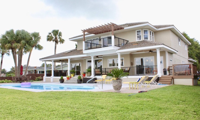 St. Augustine House | Luxury Villa with heated pool, spa/hot tub, dock, near beach, Sunsets!