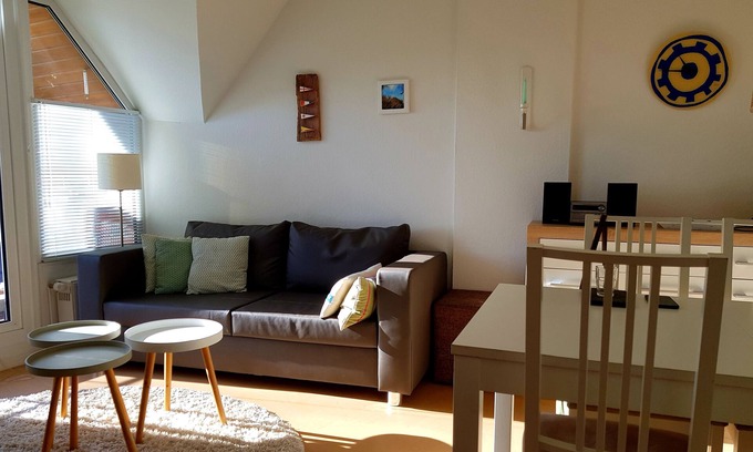 Kronsgaard Apartment | Lykkelig Ferie: bright apartment, south-facing balcony, beach 30 m, indoor pool, IR cabin, sauna