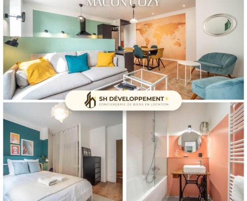 Macon Apartment | Mâcon Cozy/Appartement central 100m²/8 pers