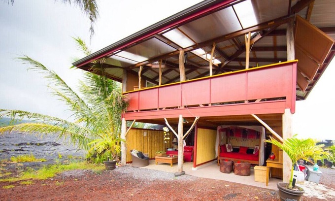 Kalapana Cottage | Magical Lava Temple Eco-Retreat w Volcano Views and Black Sand Beaches