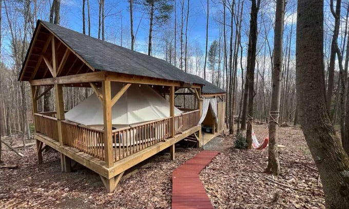 Traphill RV Rental | Magical Woodsy Glamping minutes from Stone Mountain, NC