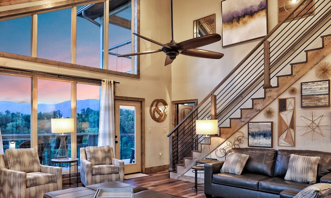 Chalet Village North Cabin | MAGNIFICENT Modern Luxury Cabin! VIEWS! HUGE Decks! Fire Pits! Gaming! Theater!