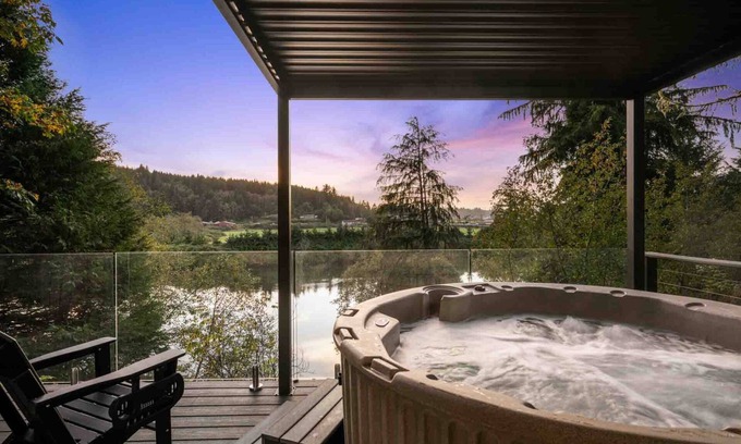Nehalem House | Magnificent Riverfront Views From Hot Tub, Home, & Deck, Stunning Inside and Out, 5 Minutes to Beach