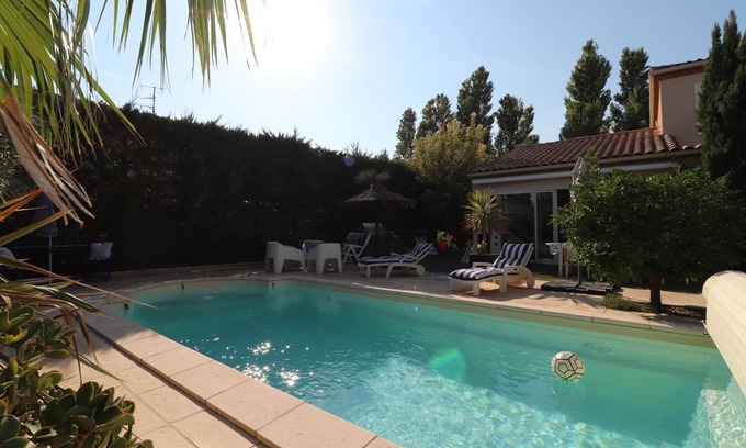 Toulouges Villa | Magnificent villa with air-conditioned pool 10 minutes from beaches and 30 minutes from Spain.