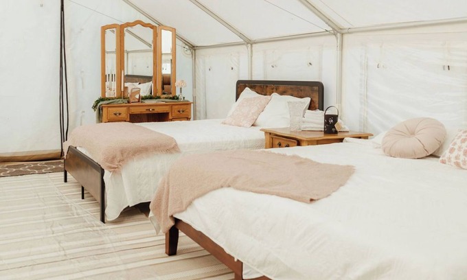 Silver Point Cabin | Magnolia Mountain Escape: Safari Tent Glamping with Heated Pool & Hot Tub & A/C