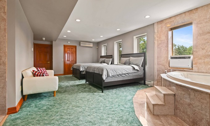 Mount Pocono House | Mansion with pool, hot tub, sauna, and mountain views