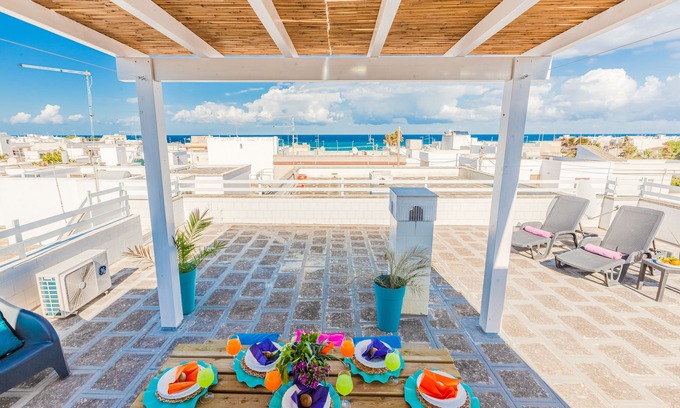 Torre Santa Sabina Apartment | Marco's terrace with sea view - beach 50 m - promenade 50 m