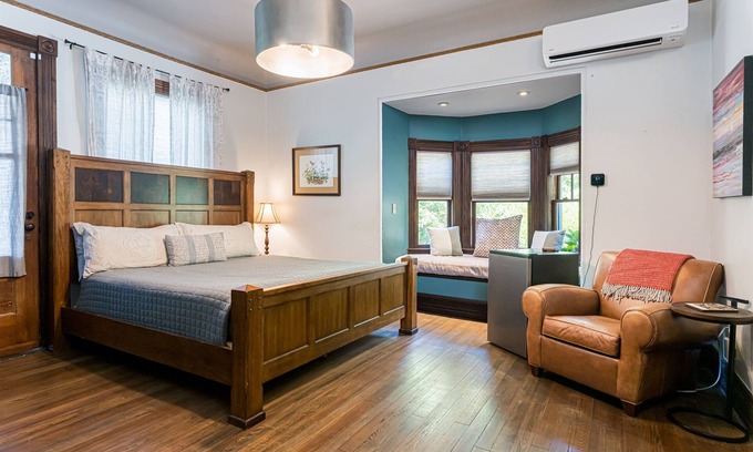 Marshall Cabin | Marshall Inn Grand Porch Guestroom, Walk Downtown