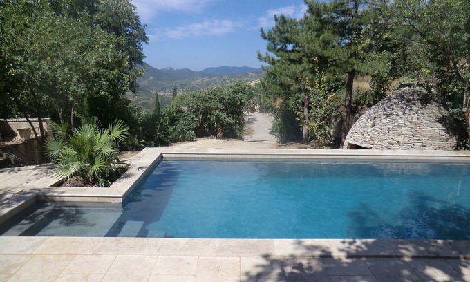 La Roche-sur-le-Buis House | Mazet pool and lime trees Borie to rock the box