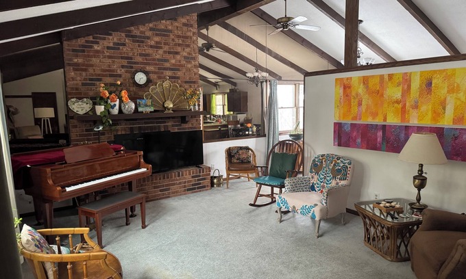 Brookings House | Mid-century Modern Home with Large Deck and Cozy Living Area