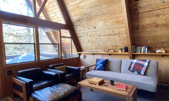 Serene Lakes House | Mid-Century Modern A-frame cabin by the lake