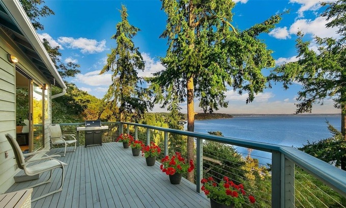 Burien House | Million $ Views 4BR 2.5BA Overlooking the Salish Sea Burien hot tub with view BBQ