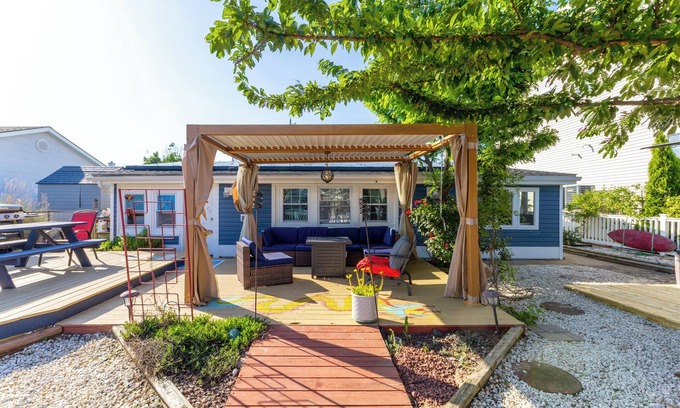 Beach Haven West House | Minutes to Ocean! 3-bedroom waterfront Boho Beach Bungalow with AC,WIFI,Bar Shed