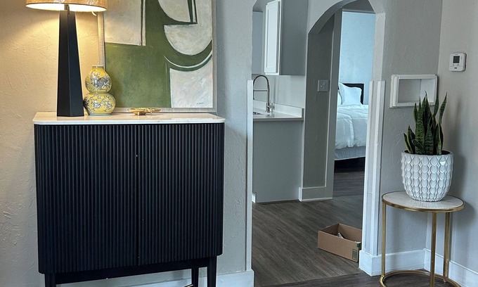 Clinton House | Modern 1-Bedroom Retreat Just Steps from Historic Route 66 with new appliances.
