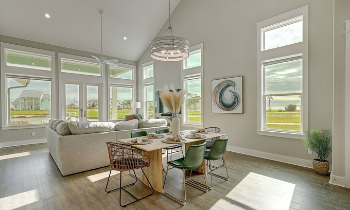 Rockport House | Modern bayfront home with private dock & access to a pool & firepit