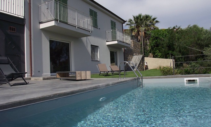 Imperia Villa | Modern elegant villa private pool terrace overlooking the sea and mountains