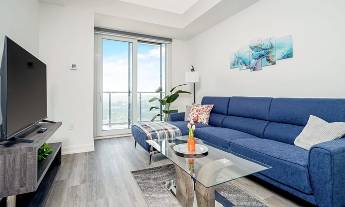 Kitchener Apartment | Modern High-Rise 24th Floor Condo w Private Patio