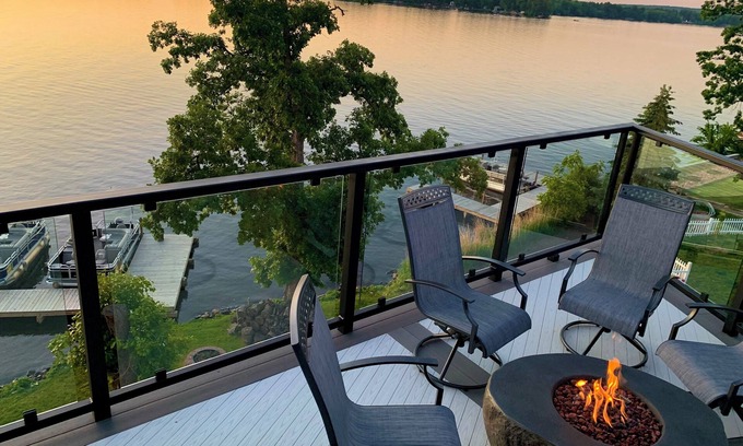 Chetek House | Modern Lakehome with Rooftop Deck and Fire Fixture on Lake Chetek