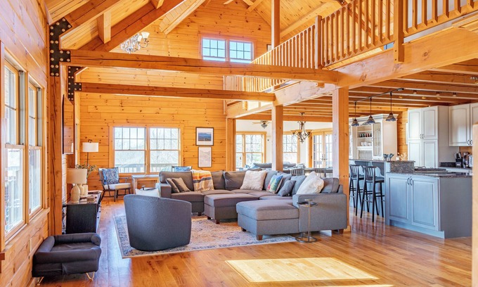 Chatham House | Modern Log Chalet - 10 acres, views, and a pond!