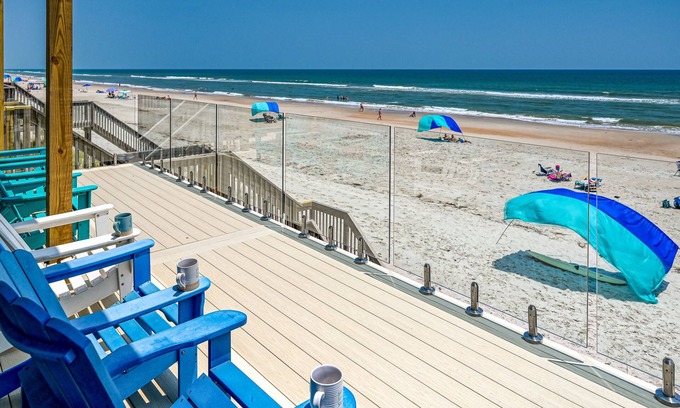 North Topsail Beach House | Modern & luxe beachfront home with private access, amazing views, decks, dogs OK