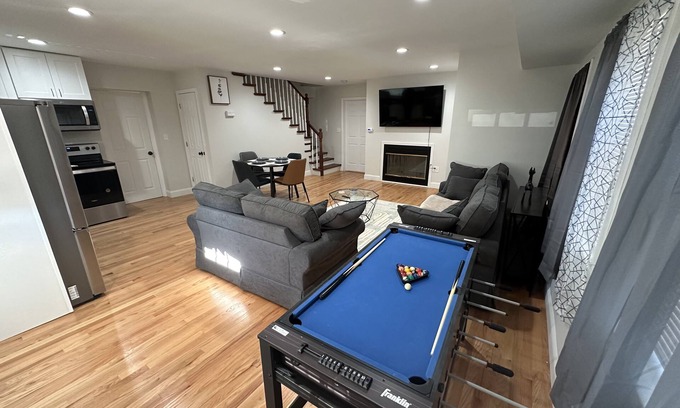 Brockton House | Modern Luxury Home With Fireplace & Game-Room.