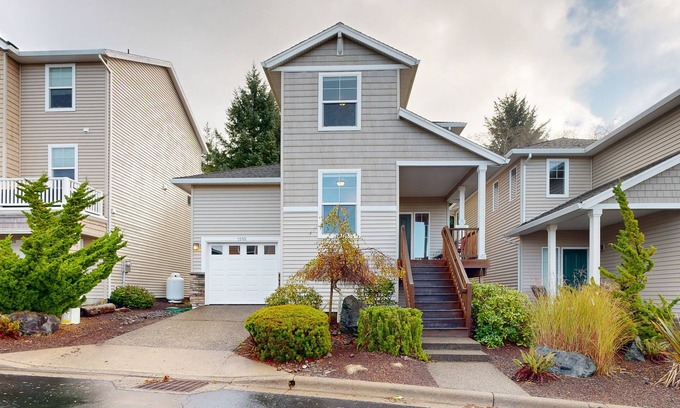Netarts House | Modern Ocean Highlands home with Netarts Bay & ocean views, fireplace - dogs OK