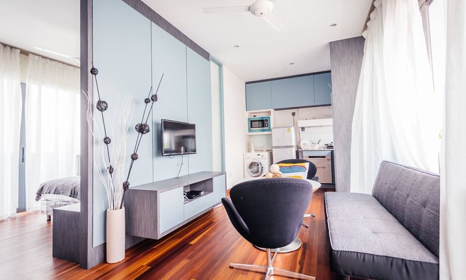 Bedok House | Modern private studio room EZS-7 with shared pool in bungalow house