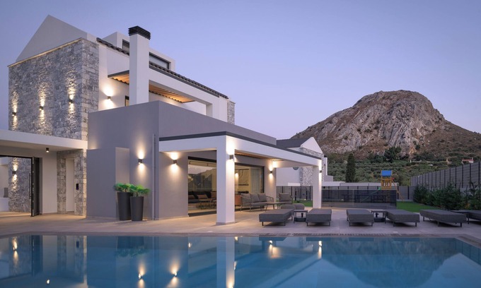Lefkogeia Villa | Monti Luxury Villa, with Heated Pool & Hot Tub