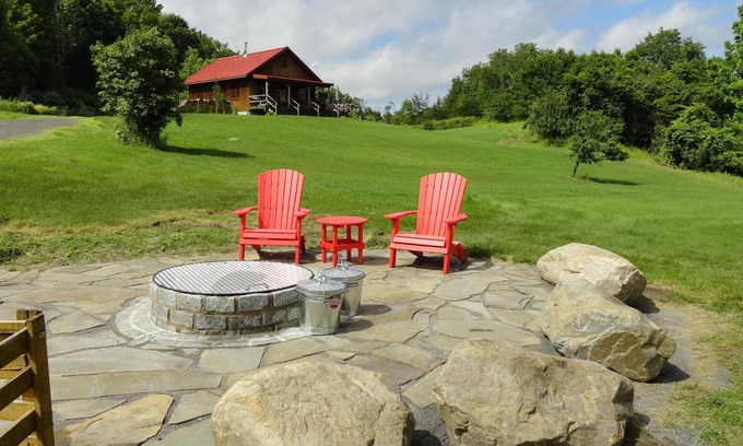 Town of Hebron Cabin | Mountain Cabin Hebron, NY, 56 ac. 360 deg. views, outdoor year-round hot tub.