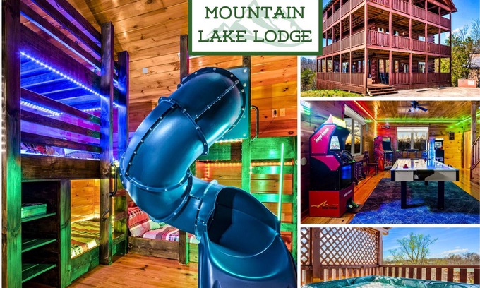 Sevierville Cabin | Mountain Lake Lodge! Slide into Fun! Families Love