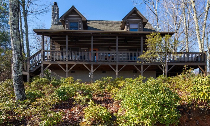 Waynesville Cabin | Mountain Majesty: Luxury Log Cabin Retreat with Spectacular Views and a Hot Tub